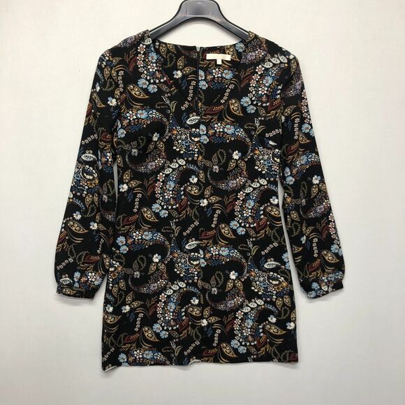 WAYF Women Long Sleeve Floral Boho Polyester Dress Size Small Black B261 -23 - Picture 1 of 15